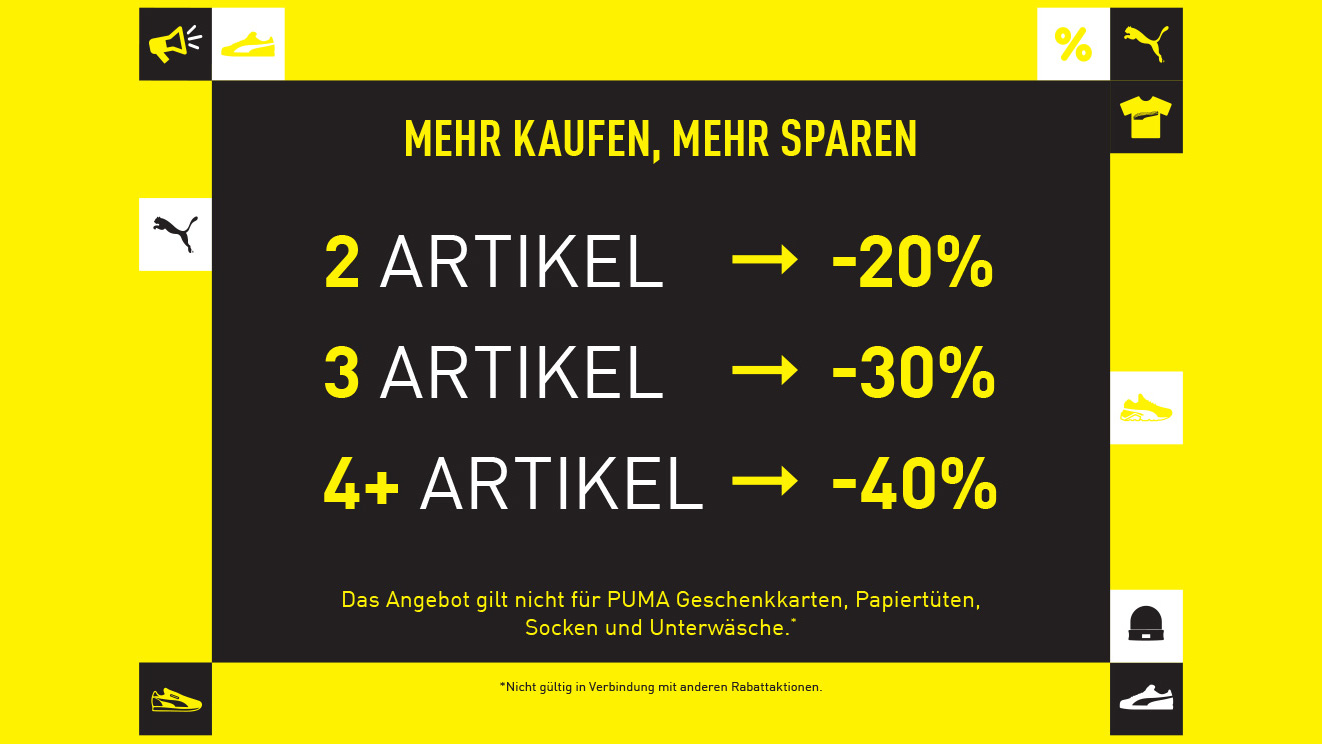 Puma Outlet: Vom 24.10 bis 2.11 – Mehr kaufen, mehr sparen