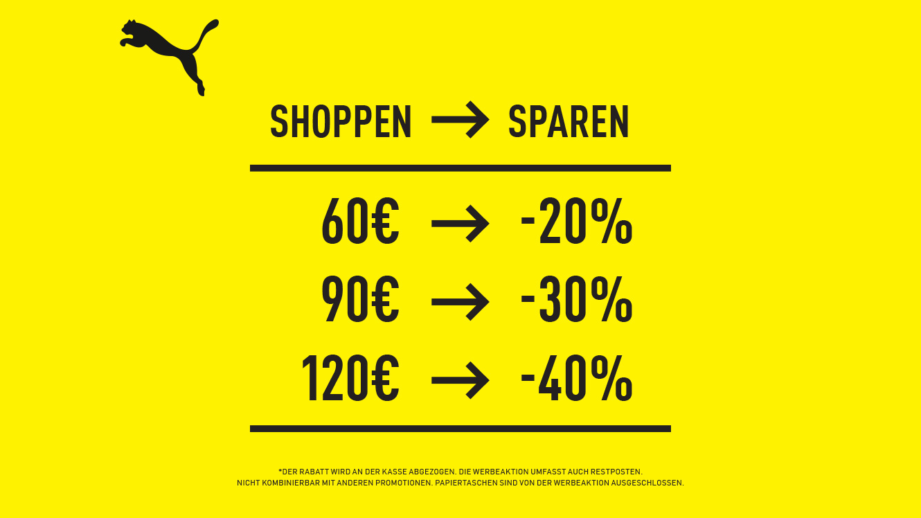 Puma: 3. bis 25. März 2026 – STAFFEL-SALE, bis zu 40 Prozent