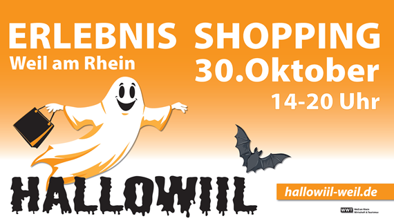 Offizielles Hallowiil-Plakat: Erlebnis Shopping in Weil am Rhein, 30. Oktober, 14 bis 20 Uhr
